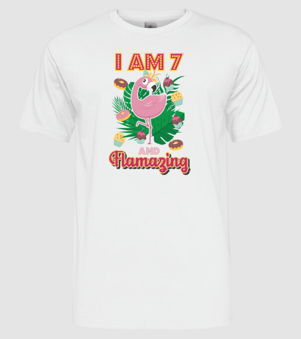 FLAMAZING Birthday 7 Years old model alb pe tricou