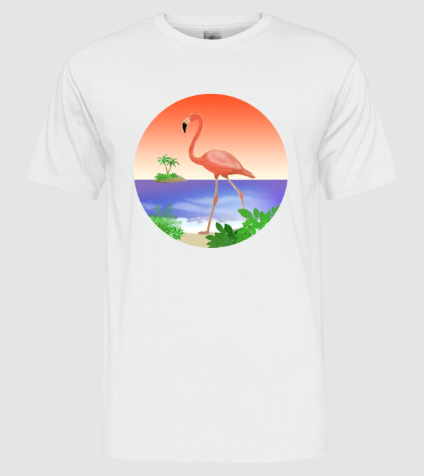 Flamingo model alb pe tricou