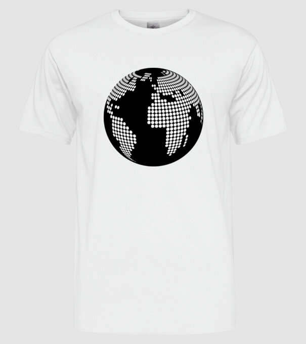 Glob pământesc model alb pe tricou