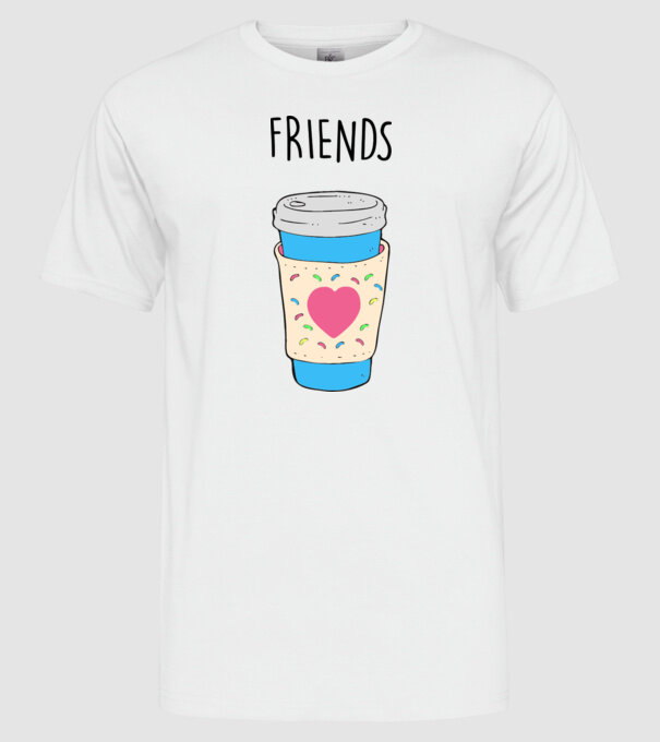 Friends model alb pe tricou
