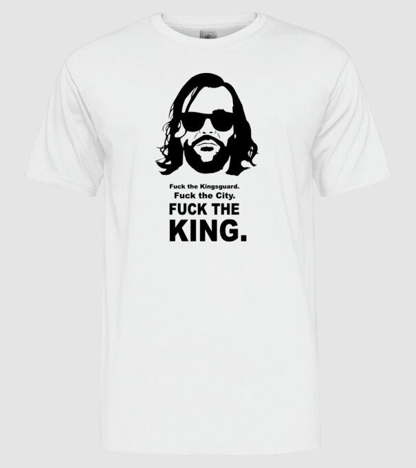 Fuck the king model alb pe tricou