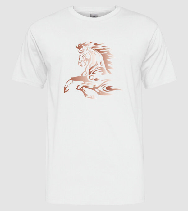 cal alergând model alb pe tricou