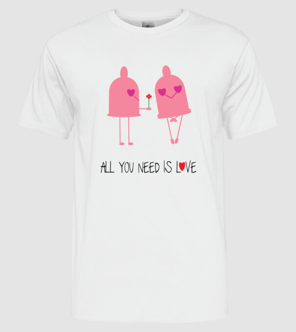 All you need is love model alb pe tricou