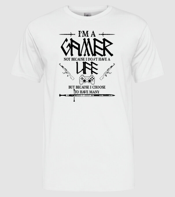 Gamer Life model alb pe tricou