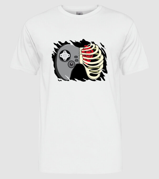Inimă Gamer model alb pe tricou
