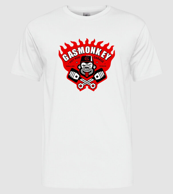 Gas Monkey model alb pe tricou