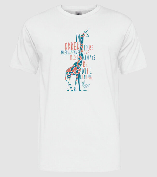 Giraffe model alb pe tricou