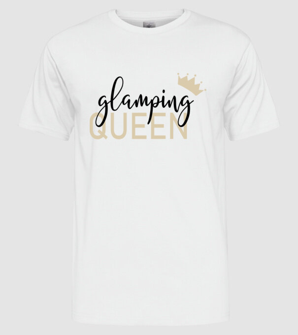 Glamping queen model alb pe tricou