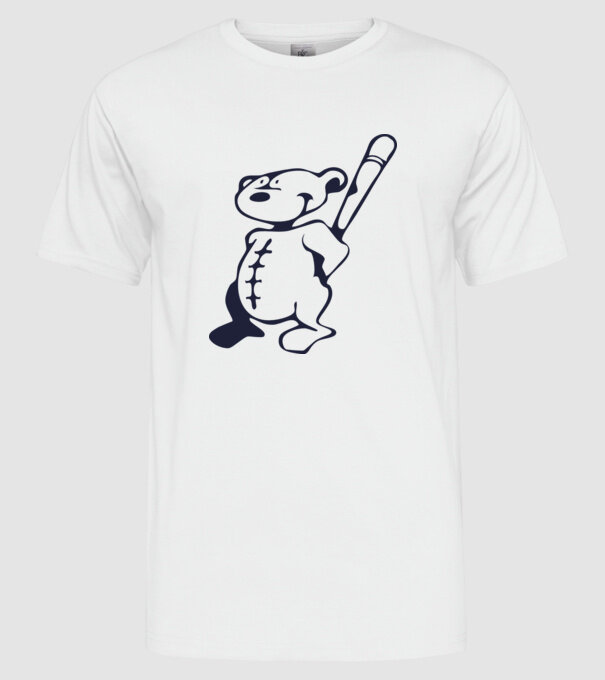 Ursuleț agresiv model alb pe tricou