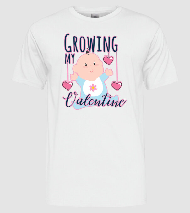 Growing my Valentine model alb pe tricou