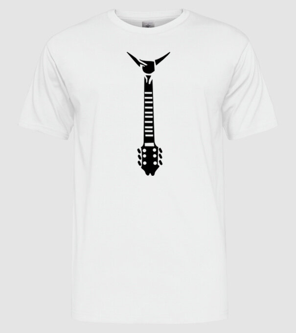 Guitar Tie model alb pe tricou