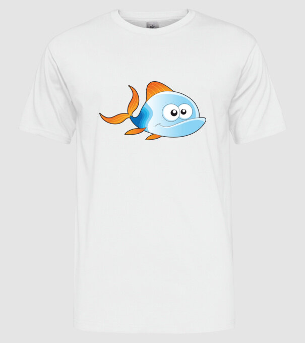 Fish model alb pe tricou