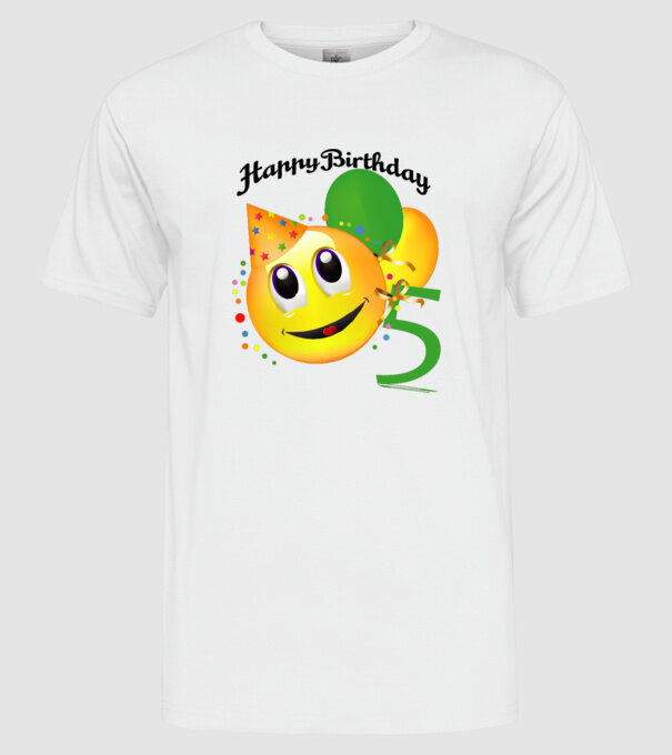 happy birthday 5th model alb pe tricou