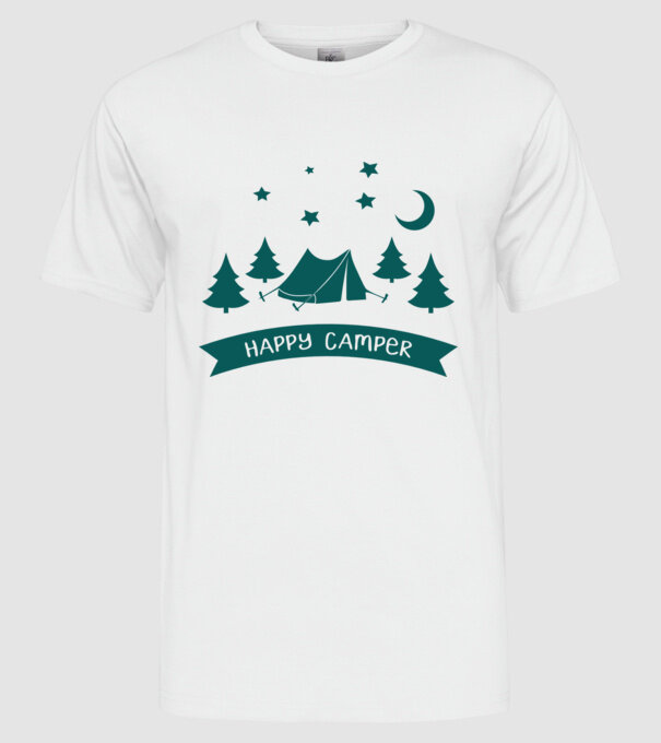 Happy camper tent model alb pe tricou
