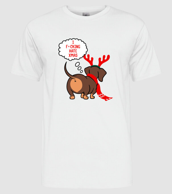 Hate Xmas model alb pe tricou