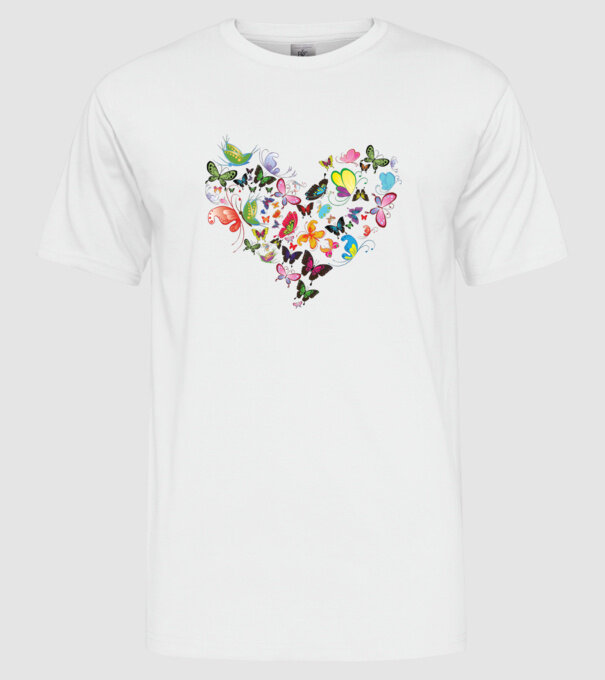 Butterfly Heart model alb pe tricou
