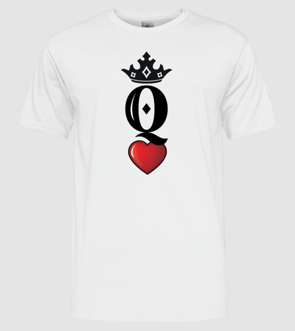 Cuplu HeartQueen model alb pe tricou
