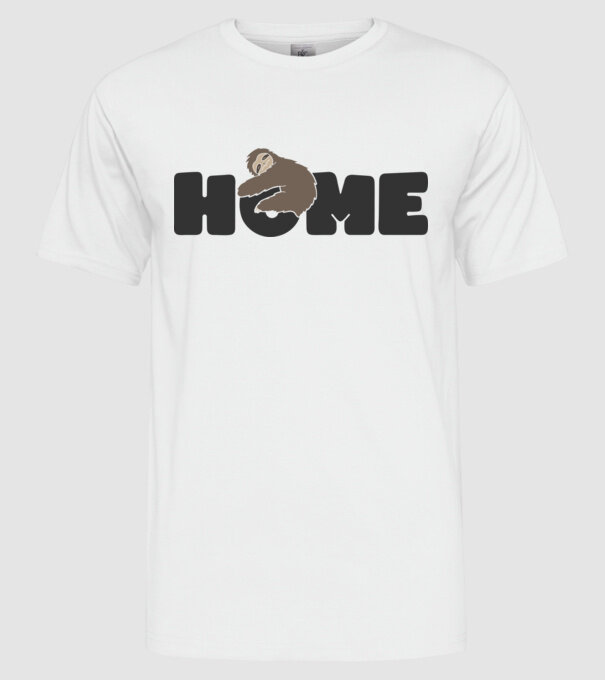 Home Sloth model alb pe tricou