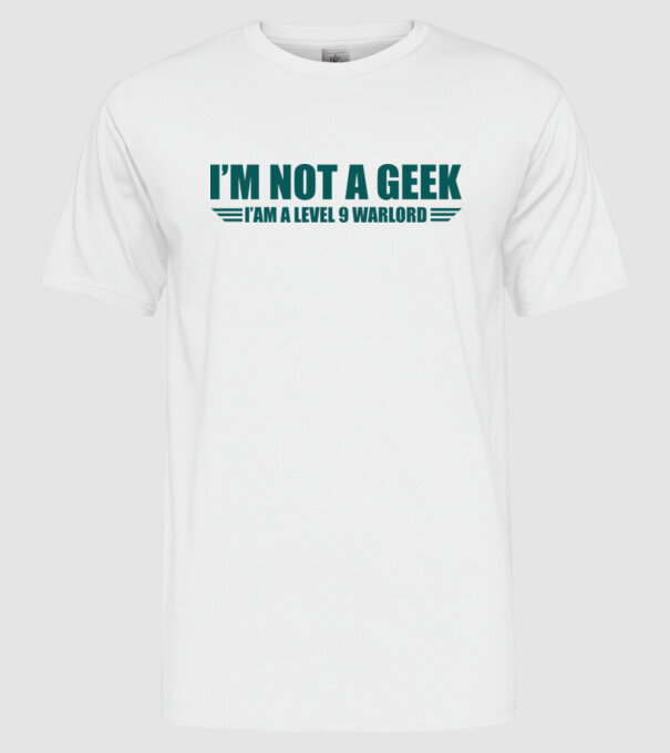 'I''m not a geek' model alb pe tricou
