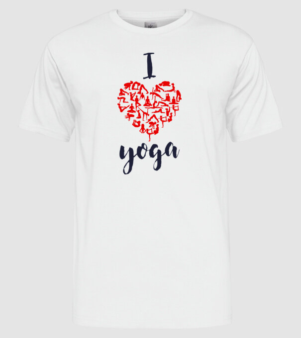I love yoga model alb pe tricou