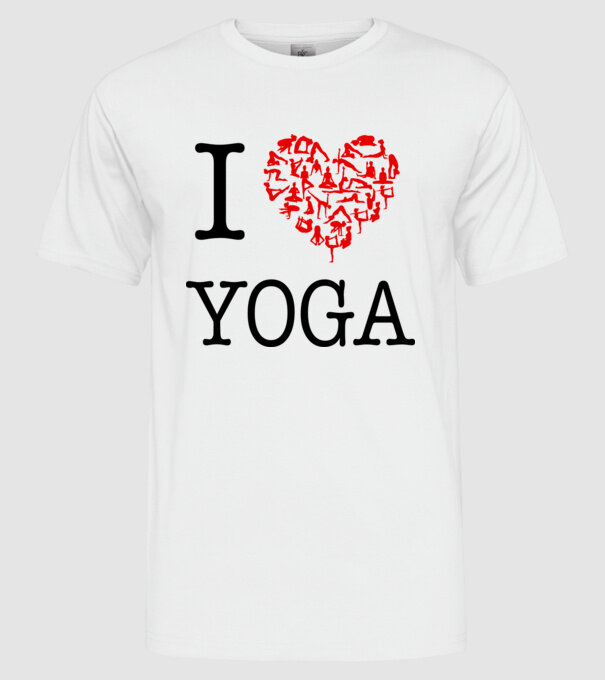 I LOVE YOGA model alb pe tricou
