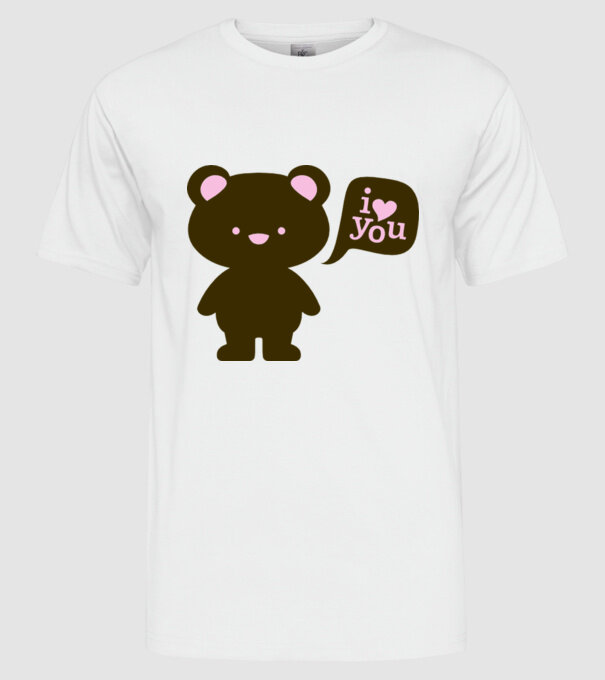 I Love You Bear model alb pe tricou