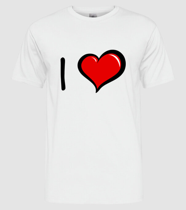 ilove model alb pe tricou