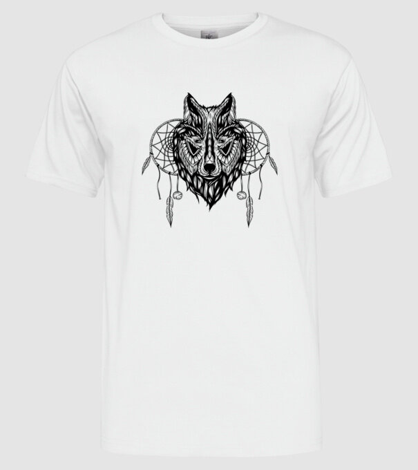 lup indian model alb pe tricou