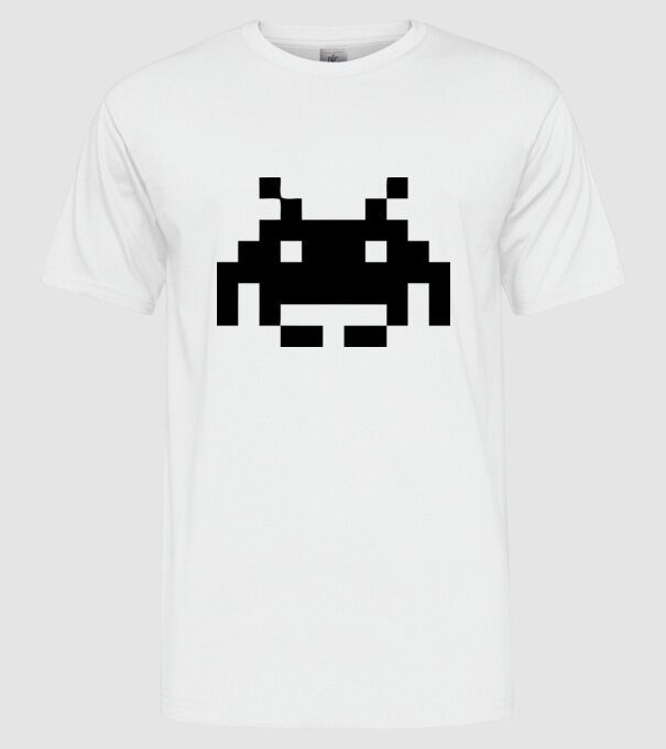 Invaders retro model alb pe tricou