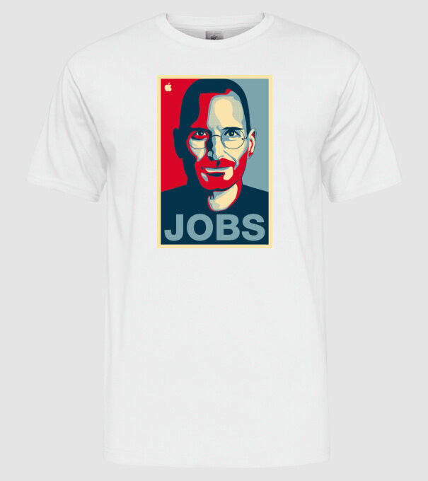 Jobs pop art model alb pe tricou