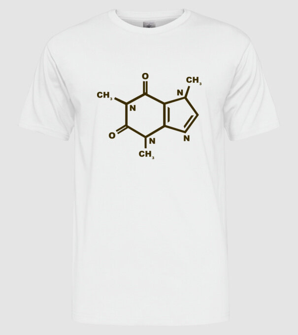 Coffeine model alb pe tricou
