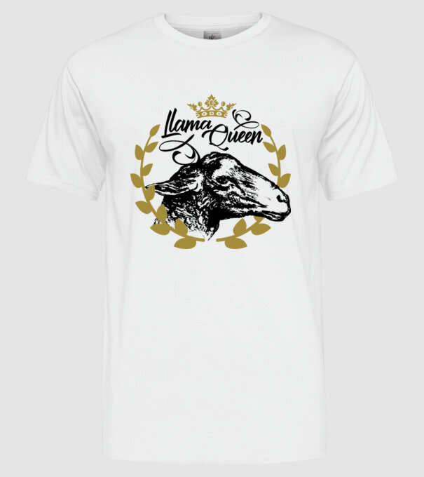 Lama Queen model alb pe tricou