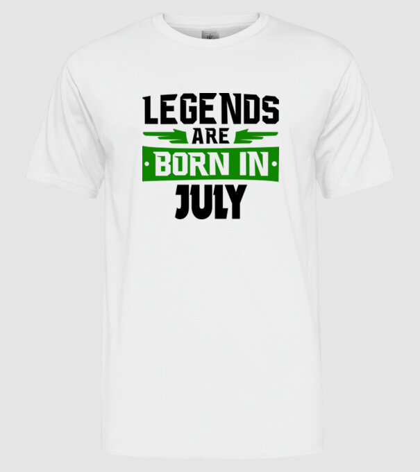 Legends are born in July model alb pe tricou
