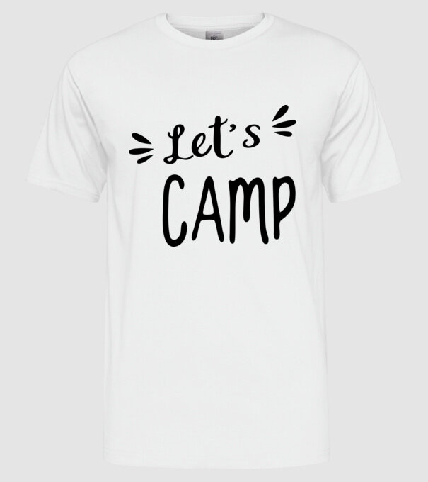 'Let''s camp' model alb pe tricou