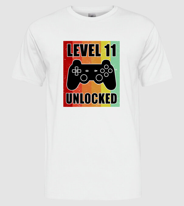level 11 unlocked retro gamer model alb pe tricou