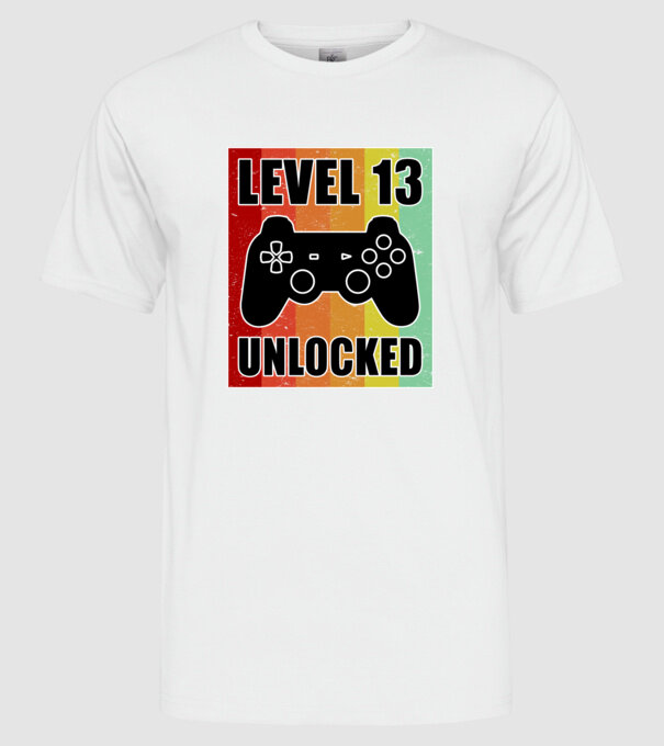 level 13 unlocked retro gamer model alb pe tricou