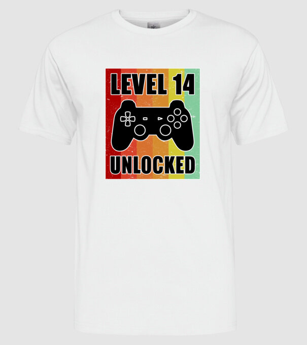 level 14 unlocked retro gamer model alb pe tricou