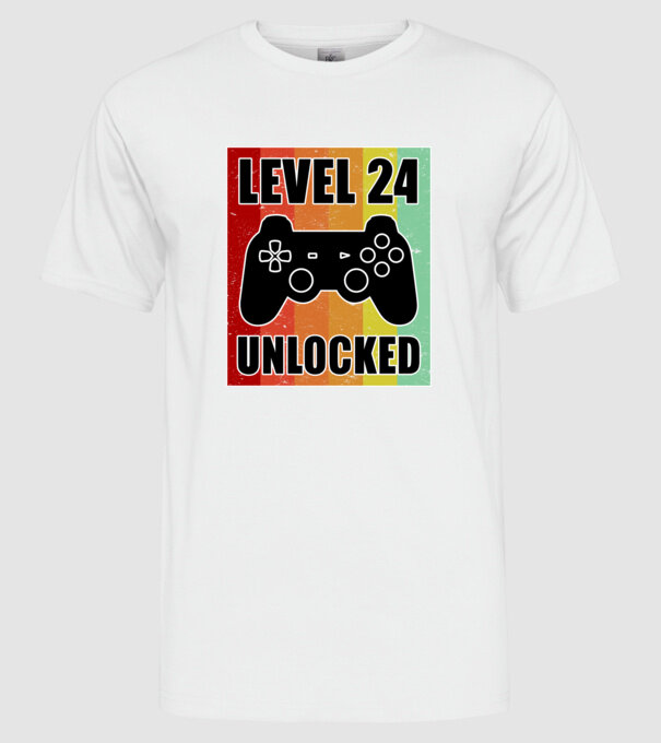 level 24 unlocked retro gamer model alb pe tricou
