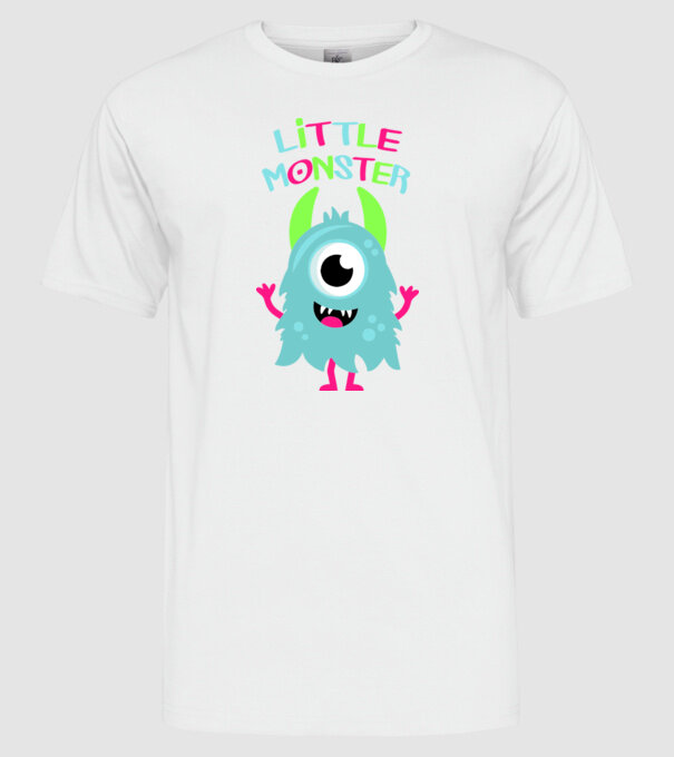 Little monster model alb pe tricou