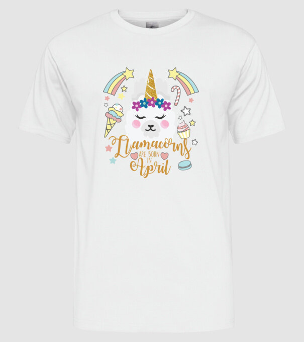 Llamacorns are born in April model alb pe tricou