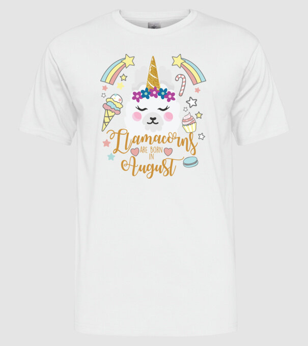 Llamacorns are born in August model alb pe tricou