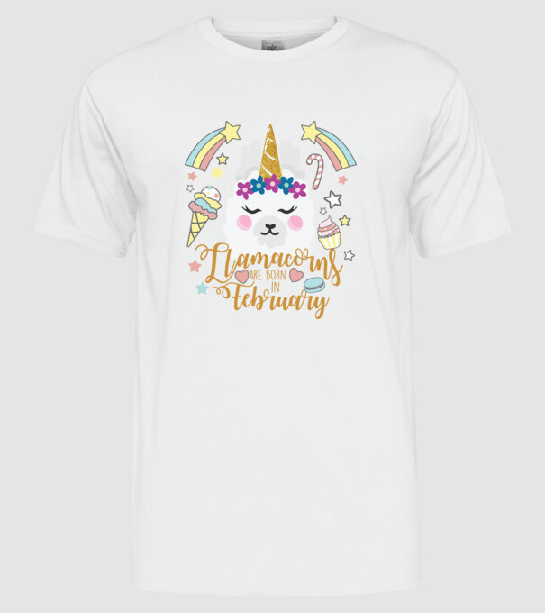 Llamacorns are born in February model alb pe tricou
