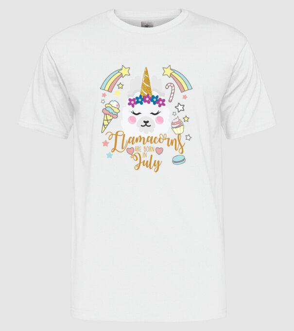 Llamacorns are born in July model alb pe tricou