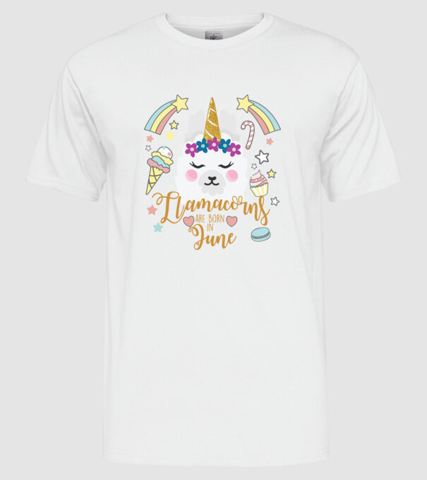 Llamacorns are born in June model alb pe tricou