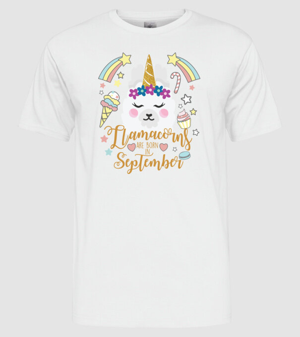 Llamacorns are born in September model alb pe tricou