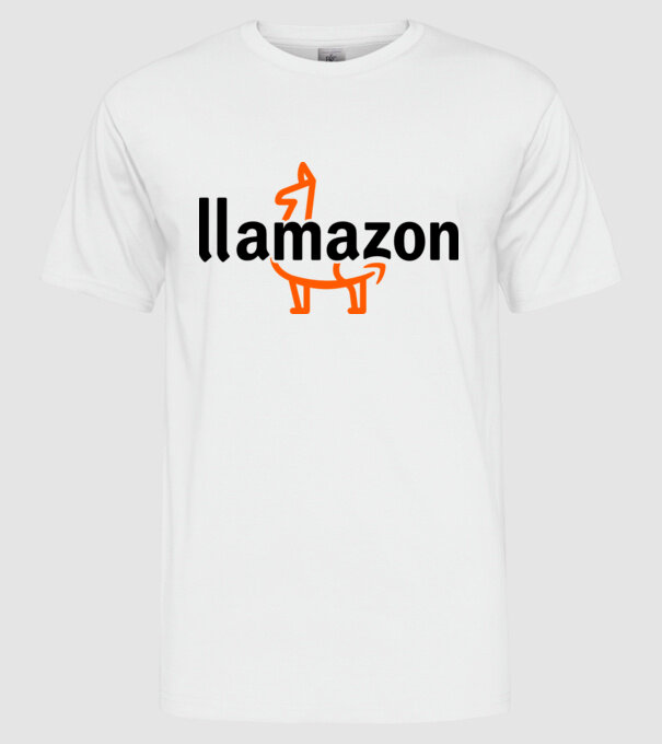 Llamazon model alb pe tricou