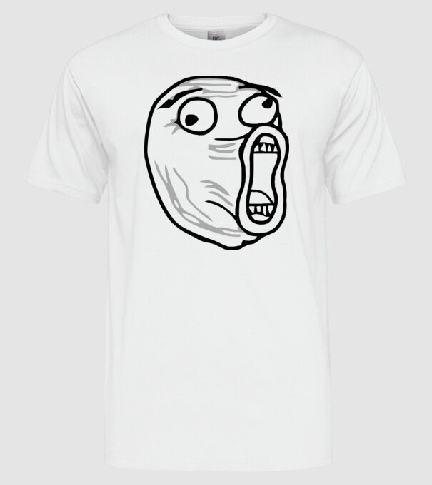 LOL Face model alb pe tricou