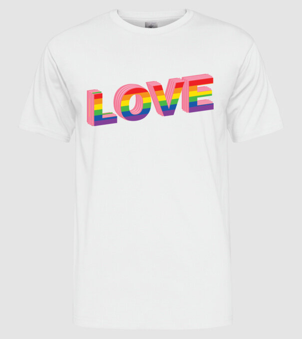 Love pride model alb pe tricou