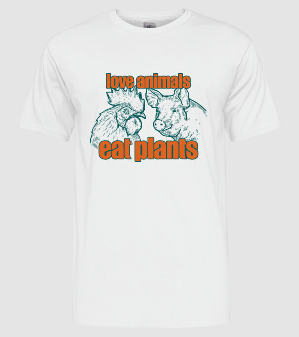 love animals model alb pe tricou