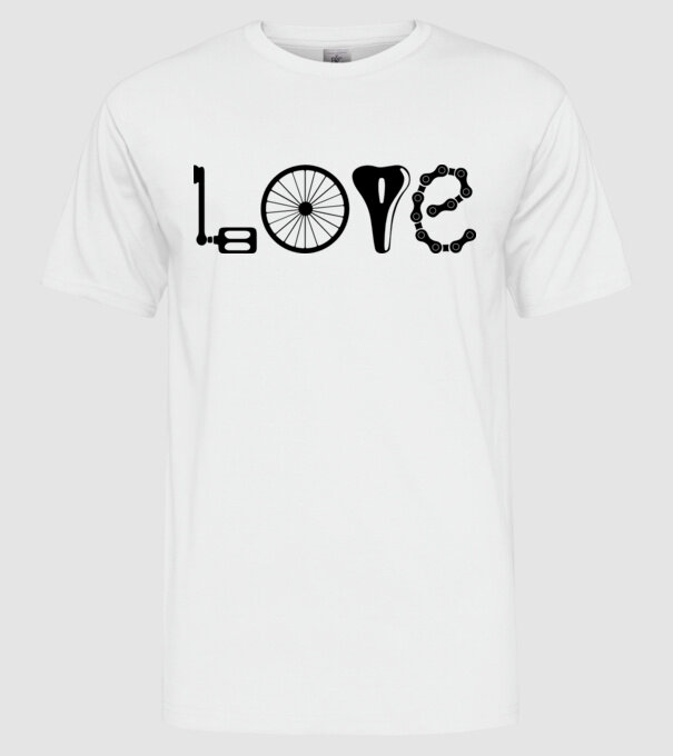 love bicicletă model alb pe tricou